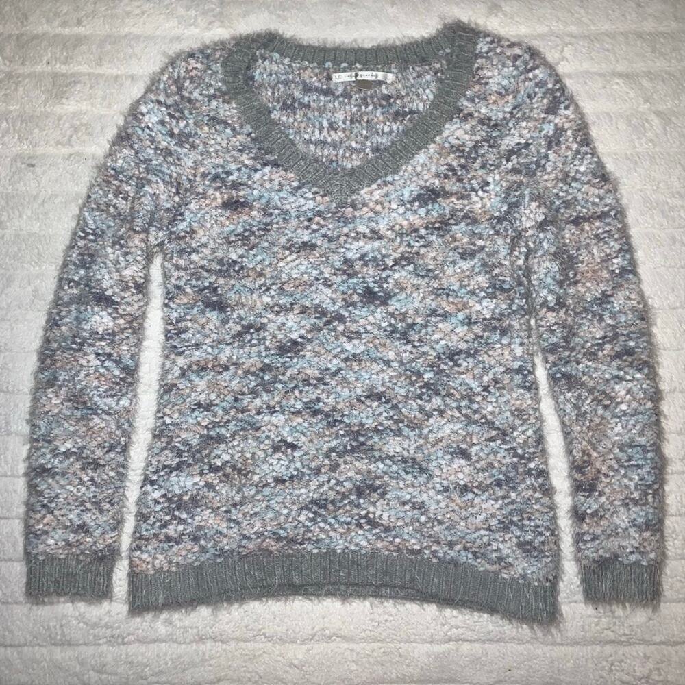 Lauren Conrad Textured Fuzzy V-Neck Sweater